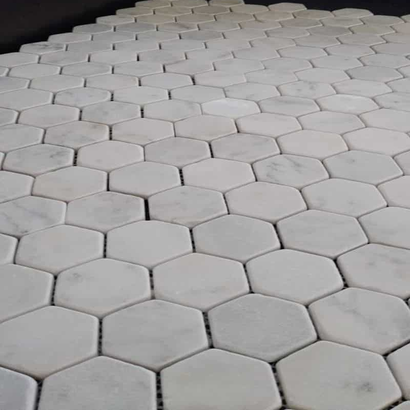 Calacatta Gold Tumbled Marble Hexagon Mosaics