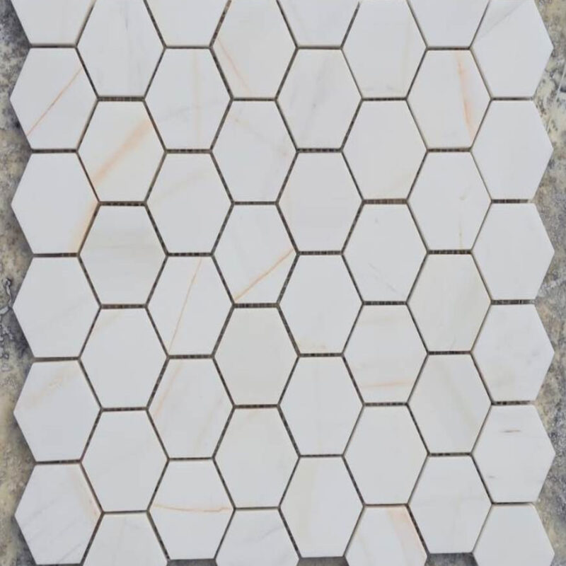 White Dolomite Honed Hexagon Mosaic