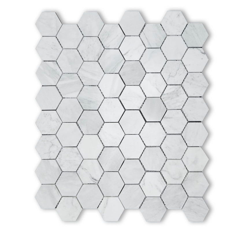 Calacatta White Honed Marble Hexagon Mosaics