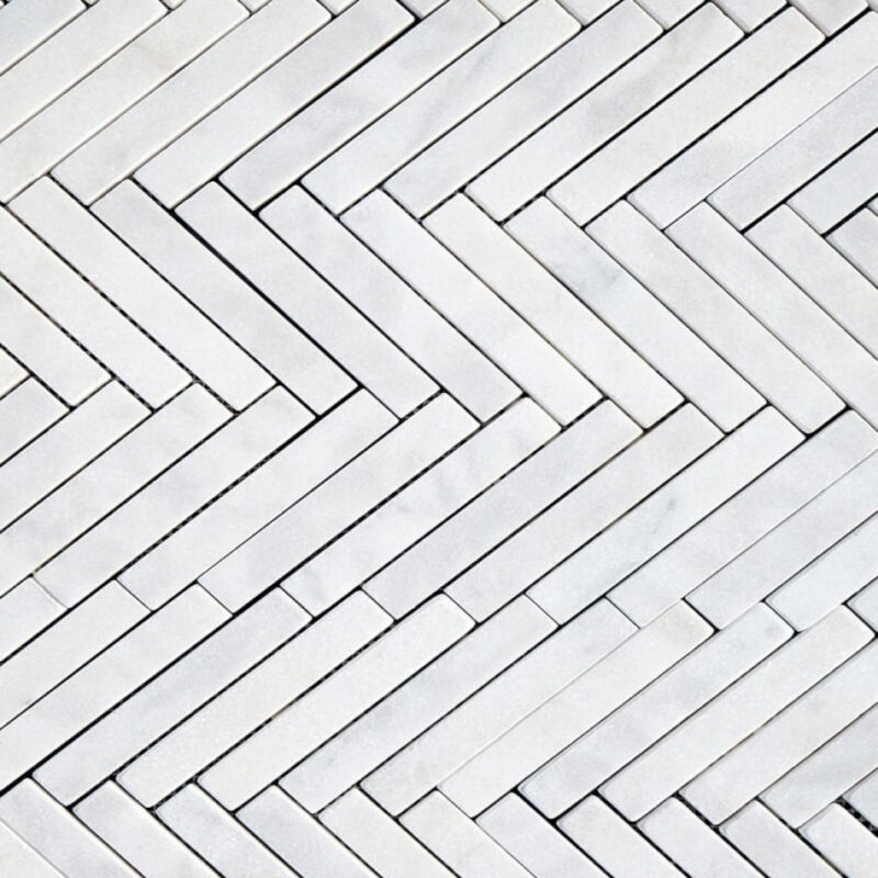 23x145x10 Calacatta White Polished Herringbone Mosaics
