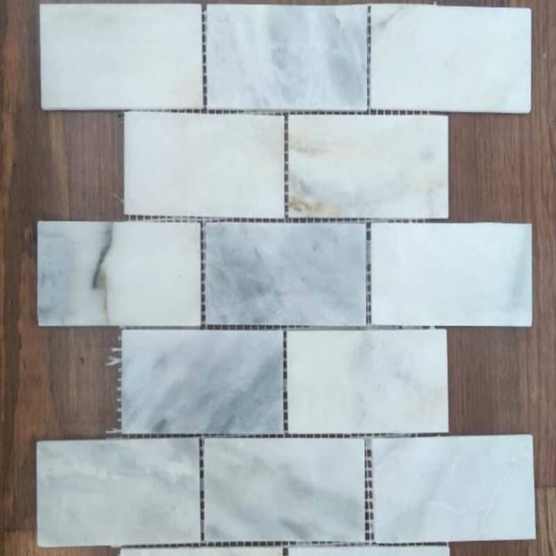 Calacatta White Polished Marble Metro Mosaic