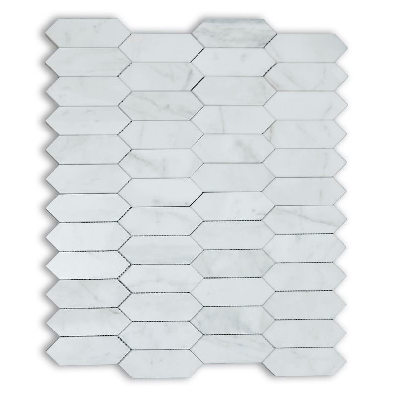 Calacatta White Polished Picket Mosaic Tiles