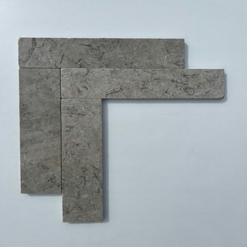 Milly Grey Tumbled Limestone Herringbone Tiles