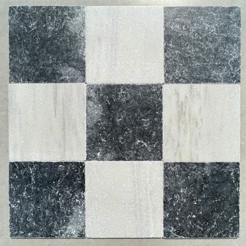 Di Scacchi Chequer Board Tumbled Marble Tiles