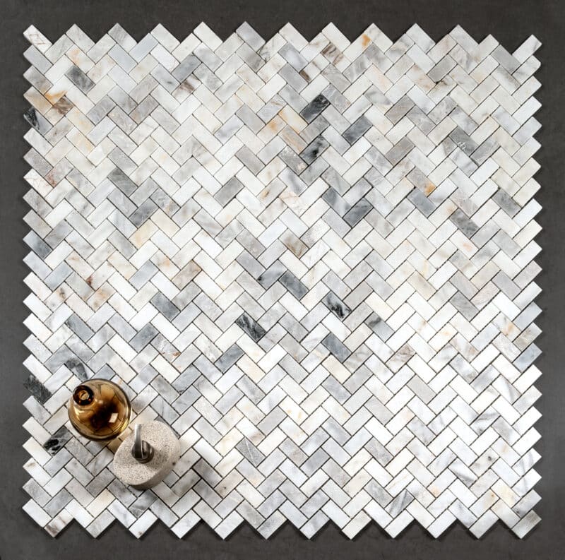 Calacatta Classico Polished Herringbone Mosaics