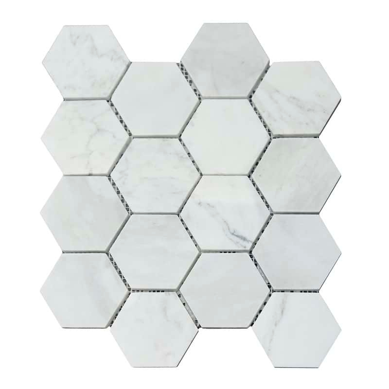 Calacatta White Polished Marble Hexagon Mosaics