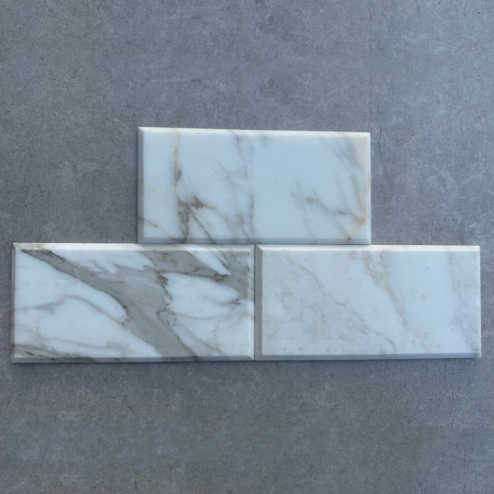 Italian Calacatta Oro Honed Marble Metro Tiles Authentic Stone