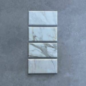 Italian Calacatta Oro Honed Marble Metro Tiles