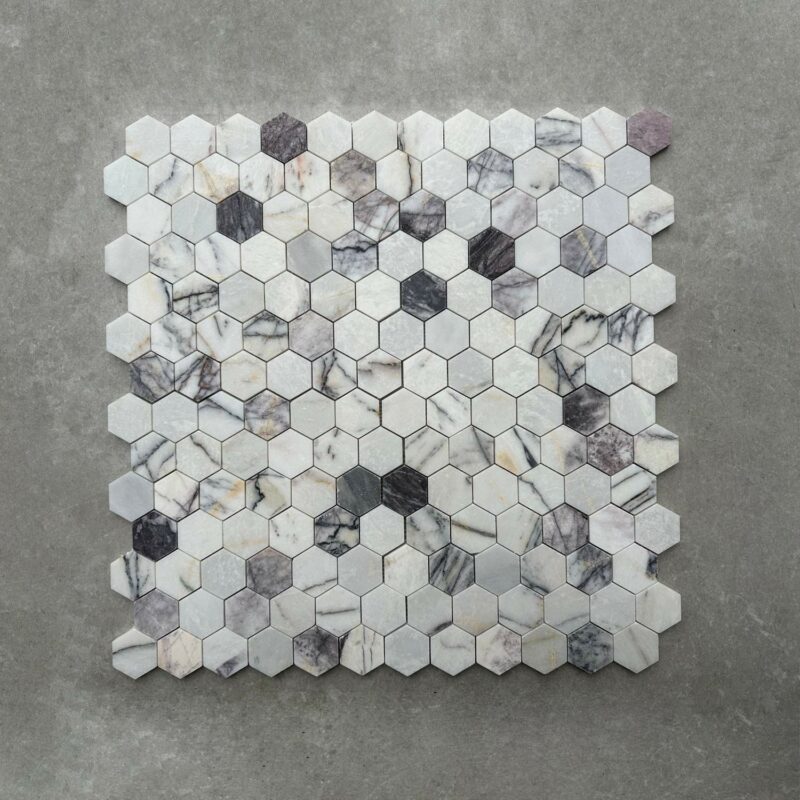 Calacatta Lilac (Viola) Honed Hexagon Marble Mosaic