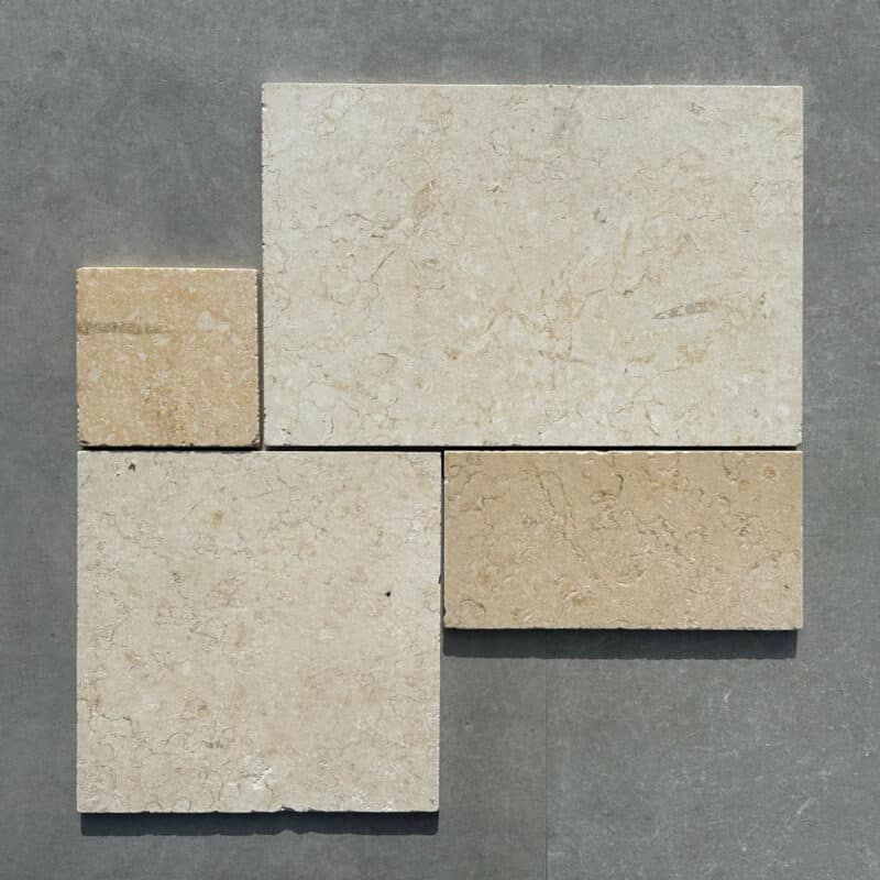 Jerusalem Antique Gold Tumbled Blend Limestone Tiles (French Pattern Set)